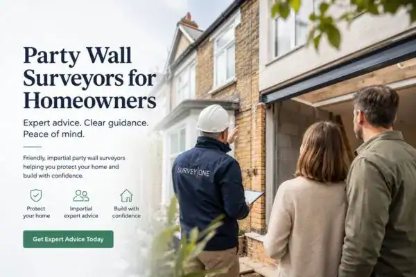 Image of couple with Party wall survey from Survey One Luton